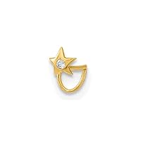14k Gold 22 Gauge Star With CZ Cubic Zirconia Simulated Diamond Nose Ring Body Jewelry Measures 8.85x3.76mm Wide Jewelry for Women