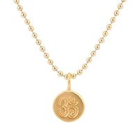 Tiny Round Om (Aum) Charm in 24k Gold Plated Bronze on 16
