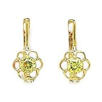 14k Yellow Gold November Yellow 3mm CZ Flower Leverback Earrings Measures 12x6mm Jewelry for Women