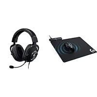 Logitech G Pro X Gaming Headset with Blue VO!CE Technology Bundle Powerplay Wireless Charging System for G703, G903 Lightspeed Wireless Gaming Mice, Cloth or Hard Gaming Mouse Pad