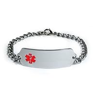 TAKING PLAVIX Medical ID Alert Bracelet with Embossed emblem from stainless steel. Style: Classic wide, premium series.