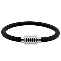 Soft Rubber Black Bracelet with Stainless Steel Clasp