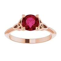 1 CT Trinity Ruby Engagement Rings 14K Rose Gold, Celtic Knot Ruby Ring, Irish Red Ruby Rings, July Birthstone Ring, 15 Anniversary ring For Her