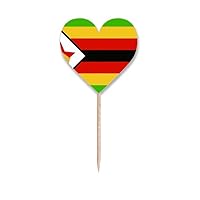 Zimbabwe National Flag Africa Country Toothpick Flags Heart Lable Cupcake Picks