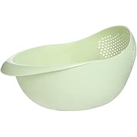 Colander Food Grade Plastic Rice Beans Peas Washing Filter Strainer Basket Sieve Drainer Cleaning Gadget Kitchen Accessories Rugged and easy to use (Nordic Green)