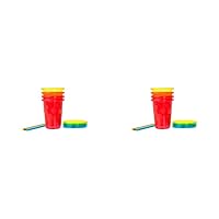 The First Years Take & Toss Toddler Straw Cups - Spill Proof and Dishwasher Safe Toddler Cups with Straws - Toddler Feeding Supplies - 10 Oz - 4 Count (Pack of 2)
