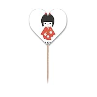 Traditional Japanese Local Little Girl Toy Toothpick Flags Heart Lable Cupcake Picks