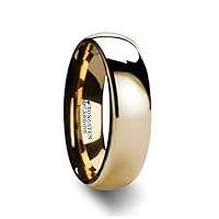 ORO Traditional Domed Gold-Plated Tungsten Carbide Wedding Ring for Men - Wedding Band - Comfort Fit, Custom Engraved, Stylish Marriage Ring, Couple's Engagement Promise - 4mm - 10mm