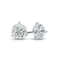 VVS Gems VVS Certfied 18K White Gold/Yellow Gold/Rose Gold, 3 Prong Diamond Stud Earrings With Round Screw Backs - 3 Different Size Available