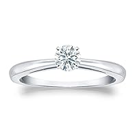 0.33 ct. tw Heart & Arrows Natural Diamond Solitaire Ring In 14k Gold ,4-Prong (H-I, SI1-SI2)