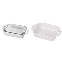 STAUB Ceramics Rectangular Baking Dish Set, 2 pc, White & 40508-597 STAUB Ceramics Rectangular Baking Dish, 13x9-inch, White