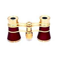 3x25 Traditional Burgundy Opera Glasses / Theater Binoculars / with Gold Trim