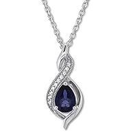 1.10 CT Created Pear Cut Blue Sapphire Twist Pendant Necklace 14k White Gold Finish