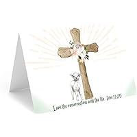 Cross Card - Includes 25 Cards and Envelopes - Baptism, Sympathy, Easter, etc. with Bible Verse