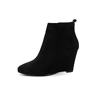 Short Womens Boots Zipper Pure Color High Heels Wedges Sexy Ankle Boots Short Boots Fashion Boots for Women Cute Short Boots