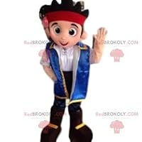 Boy REDBROKOLY Mascot with a blue jacket and a red headband