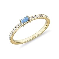 18K Gold Plated Stacking Band Ring Natural-Ranibow-Moonstone Gemstone Daliy Wear, Party Wear, Ofice Wear Beautiful Engagement Wedding Jewelry for Men and Women Ring : 13.5