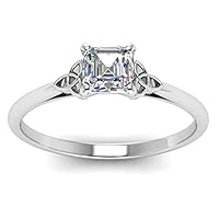 White Natural Moissanite Diamond In 925 Sterling Silver Solitaire Ring For Women's Engagement