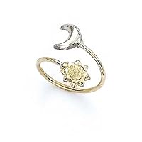 14k Two Tone Gold Celestial Moon Sun Toe Ring Jewelry for Women