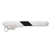 925 Sterling Silver Polished Simulated Onyx Tie Bar Measures 54.4x5.8mm Wide Jewelry for Men