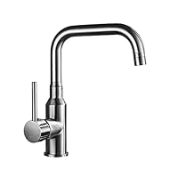Kitchen Sink Tap for Bar Farmhouse Commercial, Swivel Brass Kitchen Faucet, Rotating Bathroom Faucet, Sink Basin Mixer Tap, Black/Chrome/Nickel Sink Tap (Color : Black) (Nickel)