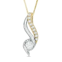0.33 CT Round Cut Created Diamond Twist Pendant Necklace 14k Two Tone Gold Over