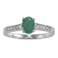 1.25ct Genuine Emerald Diamond Ring Vintage Style in Sterling Silver