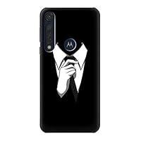 R1591 Anonymous Man in Black Suit Case Cover for Motorola Moto G8 Plus