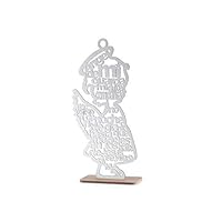 12 Guardian Angel Wings Boy Girl Wood with Stand Laser Cutout Wooden Baptism Centerpiece First Communion Quinceañera Children Kids Party Favors Home Decor Christening (Silver Glitter Girl)