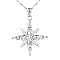 DIAMOND NORTH STAR PENDANT NECKLACE IN WHITE GOLD - Gold Purity:: 14K, Pendant/Necklace Option: Pendant With 20