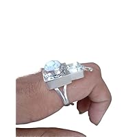 White Howlite Poison Ring, Handmade Secret Box Ring, 925 Sterling Silver, Medicine Ring, pill box ring, handmade poison ring, poison ring small box ring, Openable Poison Ring