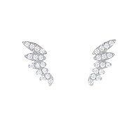 0.20 CT Round Created Diamond Angel Wings Ear Crawler 14k White Gold Finish