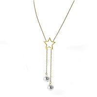 Star Long Sweater Chain Necklace Fine Jewelry Women Red Pearl Cross Tassel Necklace
