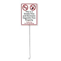 This Is A Smoke-Free Property and Electronic Cigarette-Free Property Yard Sign with Stake Thank You for Not Smoking Sign 7x8.8inch Rustproof Aluminum Sign for Yard Garden Lawn Street Outdoor