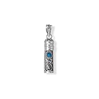 925 Sterling Silver Oxidized Bali Simulated Turquoise Keepsake Pendant Necklace Urn Measures 32mm X 8mm Jewelry for Women