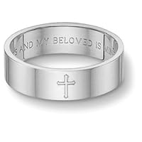 6mm Sterling Silver Song of Solomon Cross Wedding Band Ring