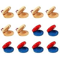 12 Pcs Musical Castanets Instrument, Uspacific Wooden Castanets Percussion, Clap Board Music Educational