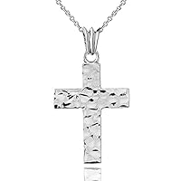 HAMMERED SOLID CROSS IN STERLING SILVER (1.8