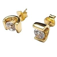 2Ct Round Cut VVS/1 Diamond Solitaire Stud Earrings 14K Yellow Gold Plated