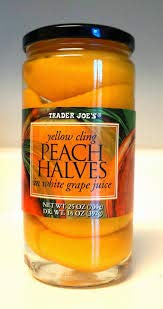 Trader Joes Yellow Cling Peach Halves in White Grape Juice 25 oz (Case of 3)