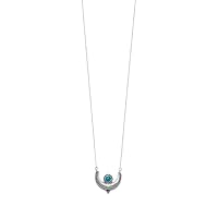 925 Sterling Silver 18 Oxidized Turquoise Crescent Necklace 18 Inch Shiny Chain Spring Ring Closure Bead Jewelry for Women