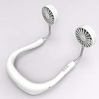 New Mini Fan USB Necklace Fan Wearable Strong Wind Double Side Small Fan Manufacturer Direct Sales (White)