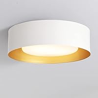 Modern Flush Mount Ceiling Light,Minimalist Close to Ceiling Lighting Fixture,White and Gold Flush Mount Light Fixture for Bedroom,Entry, Hallway,Balcony, Bathroom (12.5'')