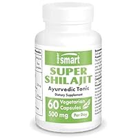 Supersmart - Super Shilajit 500 mg Per Day - 100% Natural Ayurvedic Tonic | Non-GMO & Gluten Free - 60 Vegetarian Capsules
