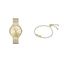 Michael Kors Women's Pyper Gold-Tone Stainless Steel Mesh Watch Women's Gold-Tone Brass Chain Bracelet