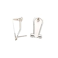 Clip Secure Silver-Plated Hinged Earring with 18.5x8.5mm Flat Pad Post Sold per Pack of 10 (2pack Bundle), Save $1