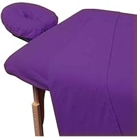 600 Thread Count Pure Organic Cotton Massage Table Spa 3-PCs Sheet Set (Fitted Sheet & Face Rest Cover) Purple Solid