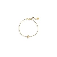 14k Gld Plated 925 Sterling Silver 6.5 Inch + 1 Inch CZ Star Bracelet 6.5+1 Inch Measures 10mm Across L Jewelry for Women