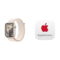 Apple Watch Series 9 [GPS 45mm] Smartwatch with Starlight Aluminum Case with Starlight Sport Loop One Size. with AppleCare+ (2 Years)