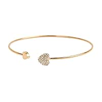 Bracelets, Women's Crystal Love Heart Open Cuff Bangle Bracelet Gold Silver Tone Jewelry Gift